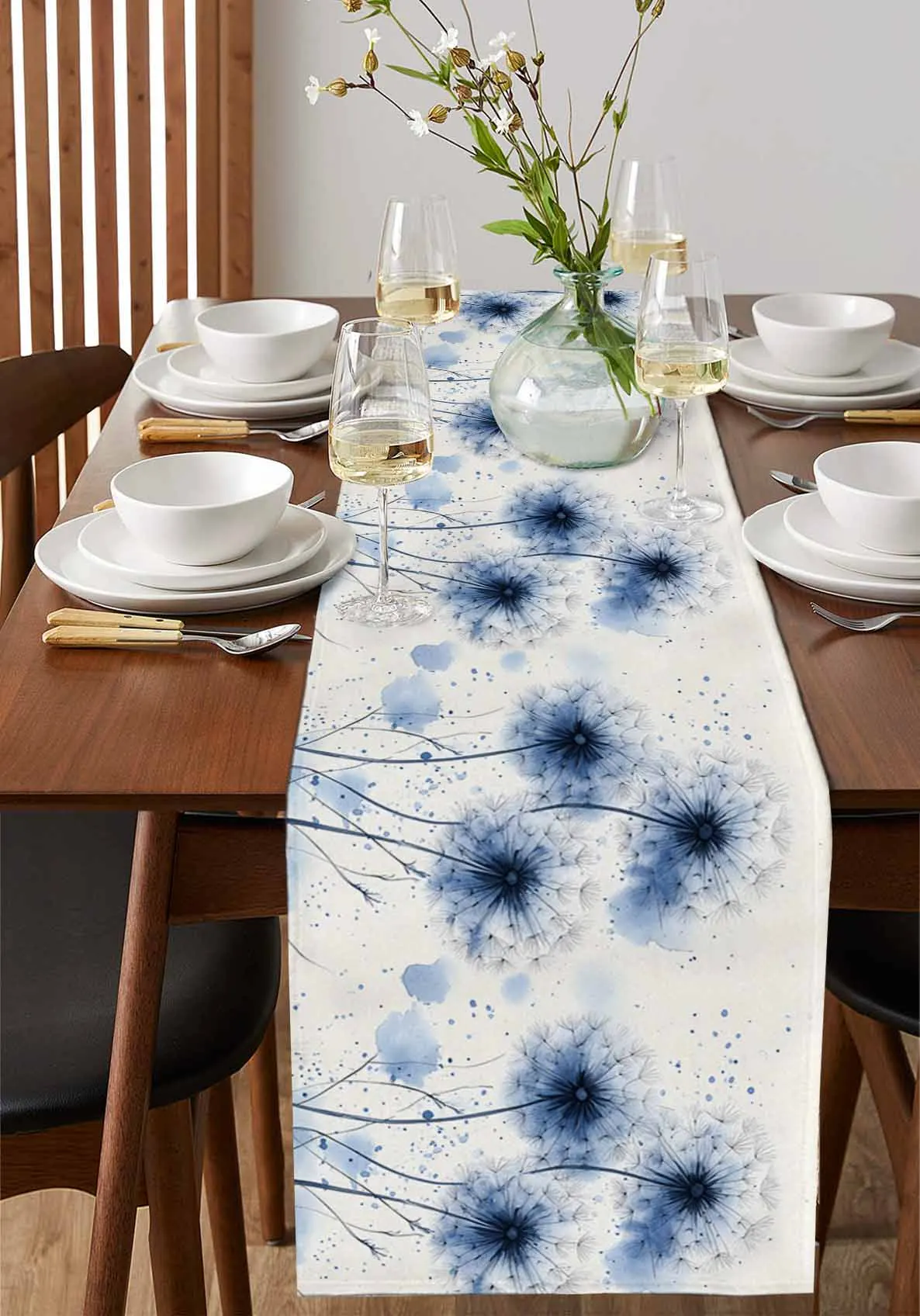 

Modernism Dandelion Table Runner Wedding Decor Table Runner Holiday Dining Table Decor Linen Tablecloth