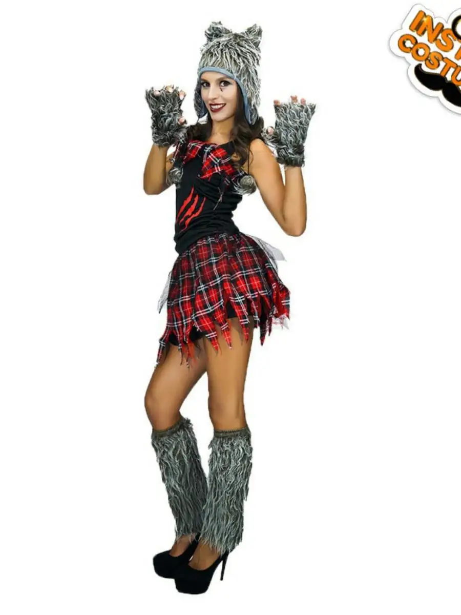 زي وولفمان للهالوين للسيدات البالغات، زي تنكري للمسرح، أداء تقليدي لفتاة هانفو سلي وولف من البوليستر