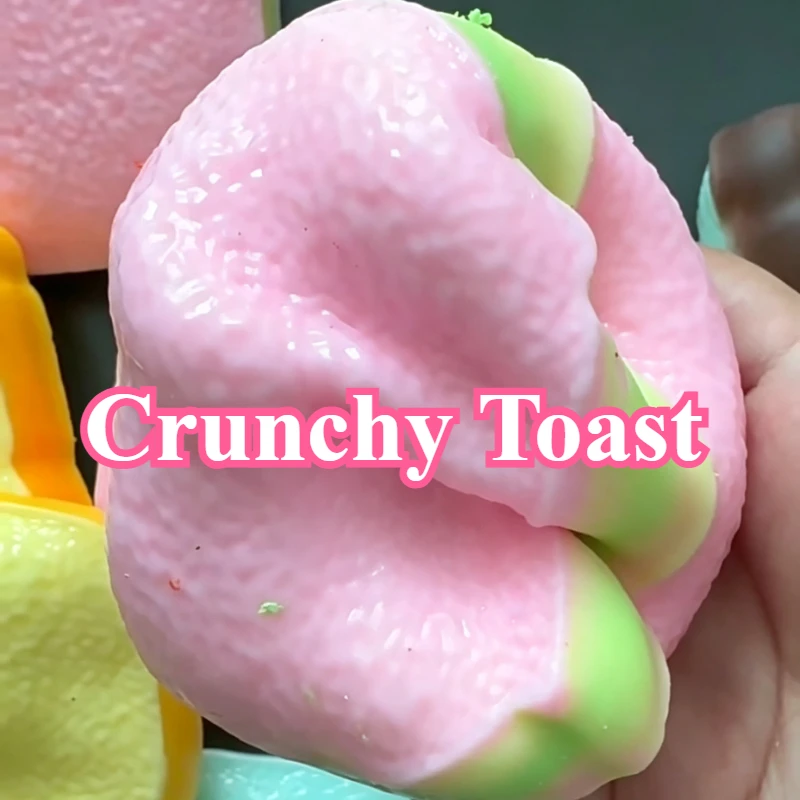 Handmade Crispy Dopamine Toast Stress Ball Simulated Food Fidget Squeeze Toy Round Block ASMR Anxiety Relief Simulated Doughnut