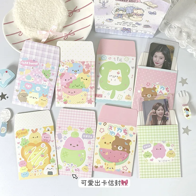 MINKYS 10pccs/Pack Kawaii Four-leaf  Clover 3 inch Photocard Holder Photo Card Envelope Storage Bag Paper Collection Bag