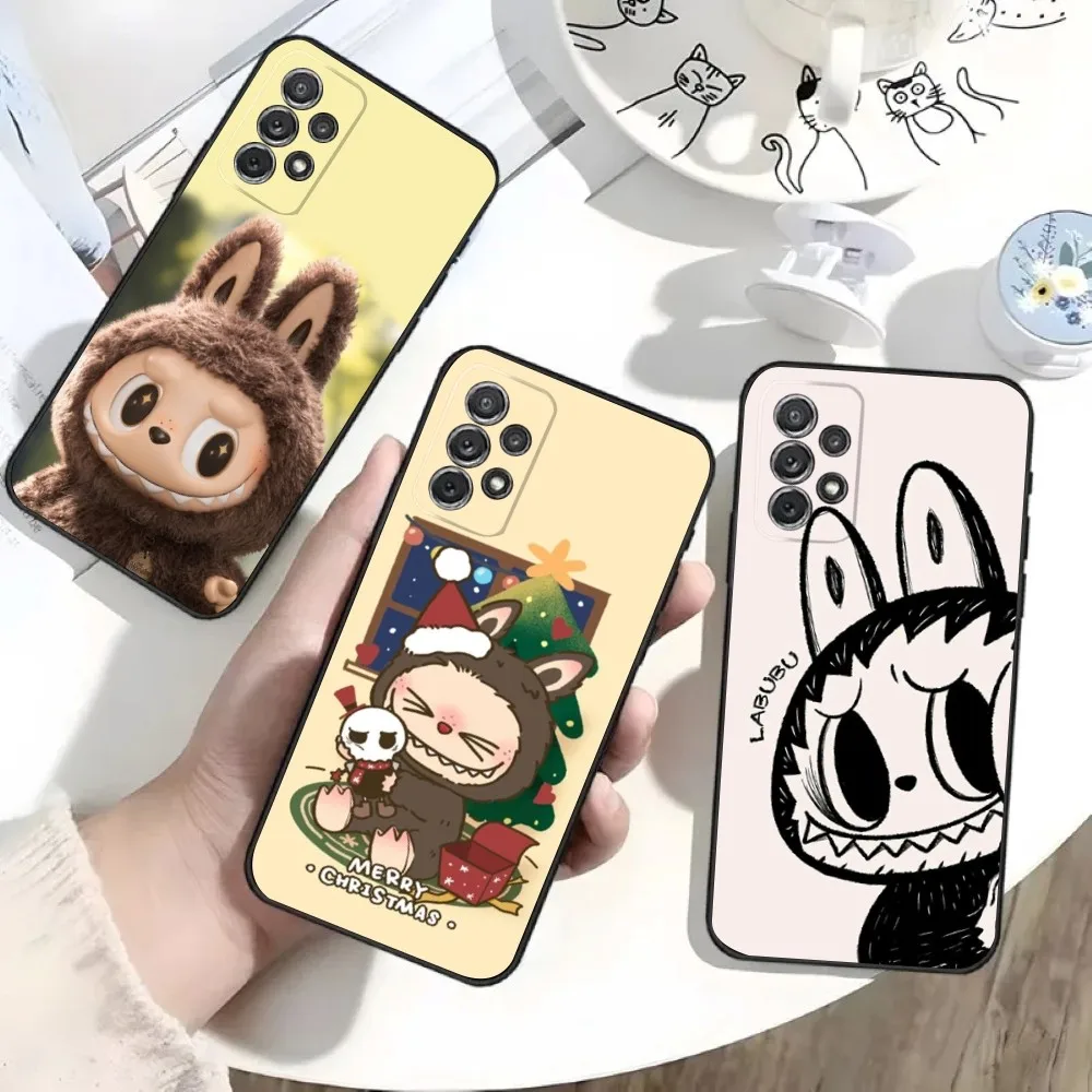 

Cute L-Labubu Phone Case For Samsung S25,S24,S21,S22,S23,S30,Ultra,S20,Plus,Fe,Lite,Note,10 Black Soft Shell