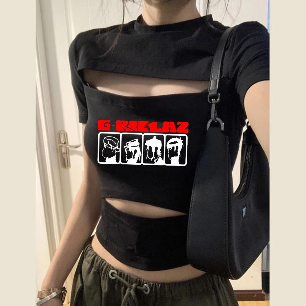 Gorillaz cropped top ladies y2k goth emo anime gothic t shirt gyaru kawaii goth clearance sales graphic