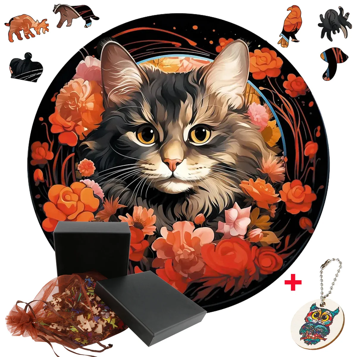 

Creative Irregular Cat Wooden Jigsaw Puzzles Intellectual Wood Crafts Toy For Kids Adult Popular Family Game Birthday Gift