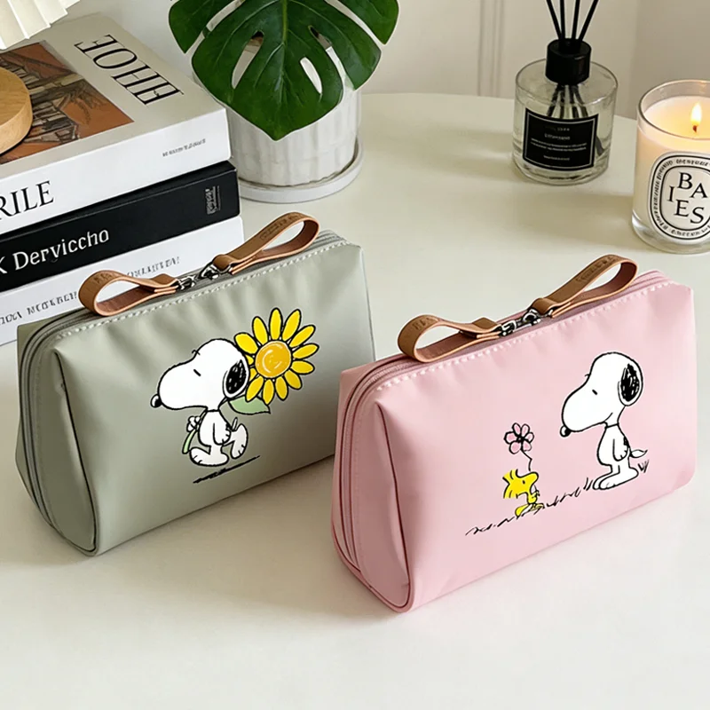Bolsa de Maquiagem Snoopy: Necessaire Portátil Feminina com Zíper, Desenho Animado Fofo, Presente de Aniversário