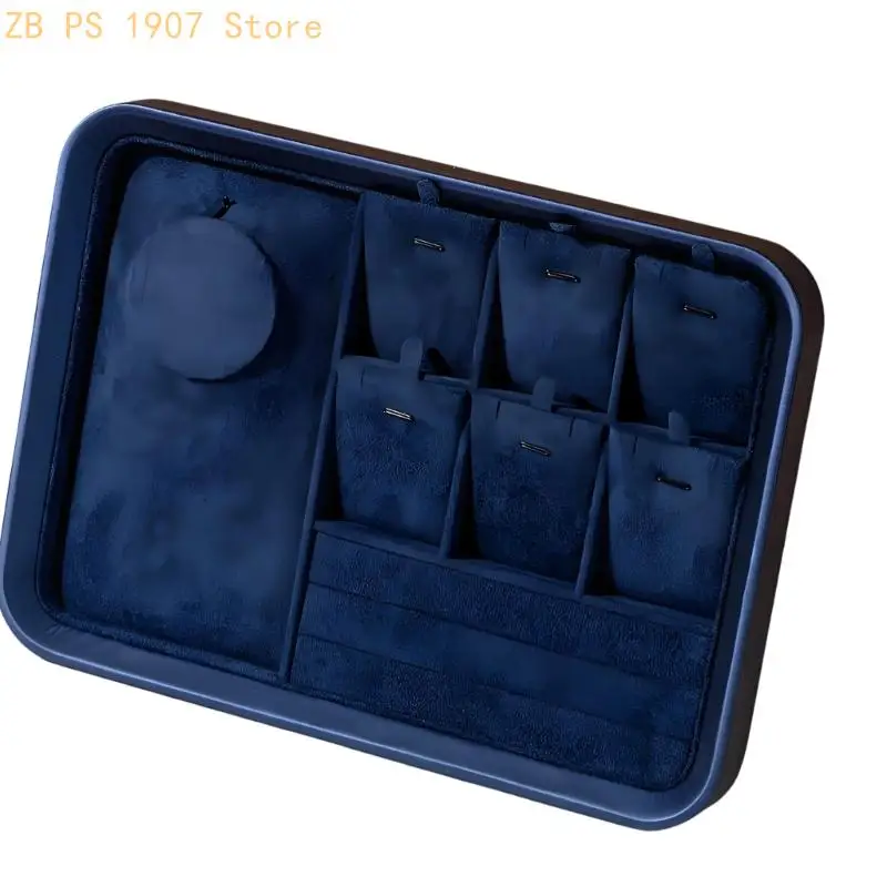 Stylish Slanted Jewelry Display Stand With Fleece Base And Wooden Trim 55KA