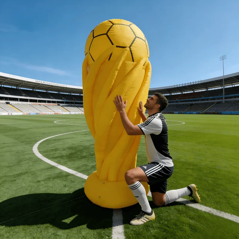 

Giant Inflatable Football Trophy Decor for Sports Celebration yellow, gold Trophy football soccer sport