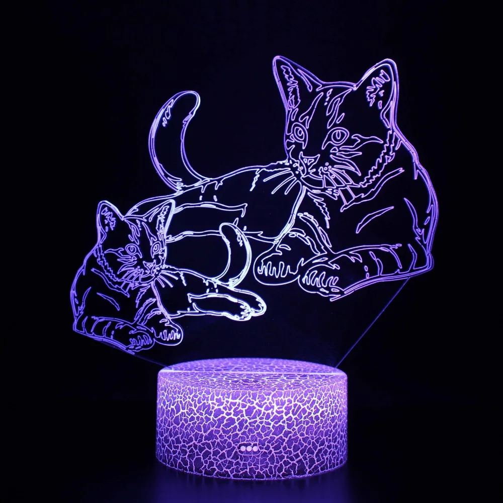 Acrylic Cat 3D Lamp LED Night Light for Kids Room Decor Bedside Lamp 7 Color Change Birthday Gifts for Boys Girls Kids Cat Lover