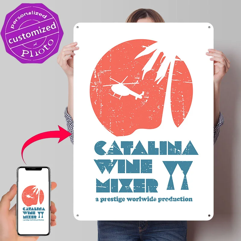 Catalina Wine Mixer Retro Personalized 3D Textured Metal Poster Wall Art Vintage Tin Signs for Bedroom Decorations Wand Deko