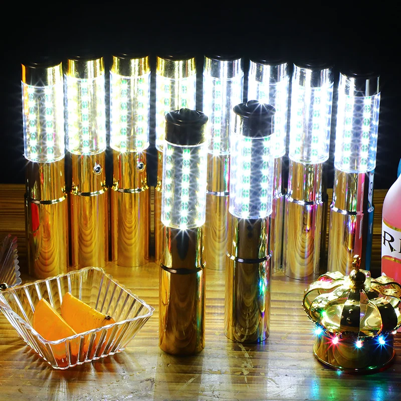 Silver or Gold Rechargeable LED STROBE BATON TOPPER Bottle Service Sparkler for Vip Nightclubs Led Sparklers Bottle Baton