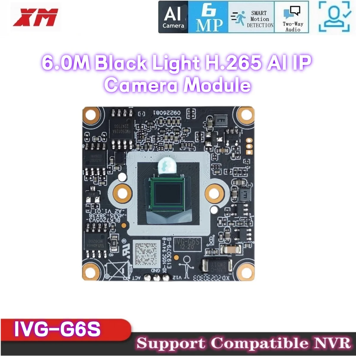 XM IMX335 6.0 Megapixel Star-ligt H.265 Intelligent Analysis AI IP Camera Module Board CCTV Camera IP Chip Board Mobile Phone