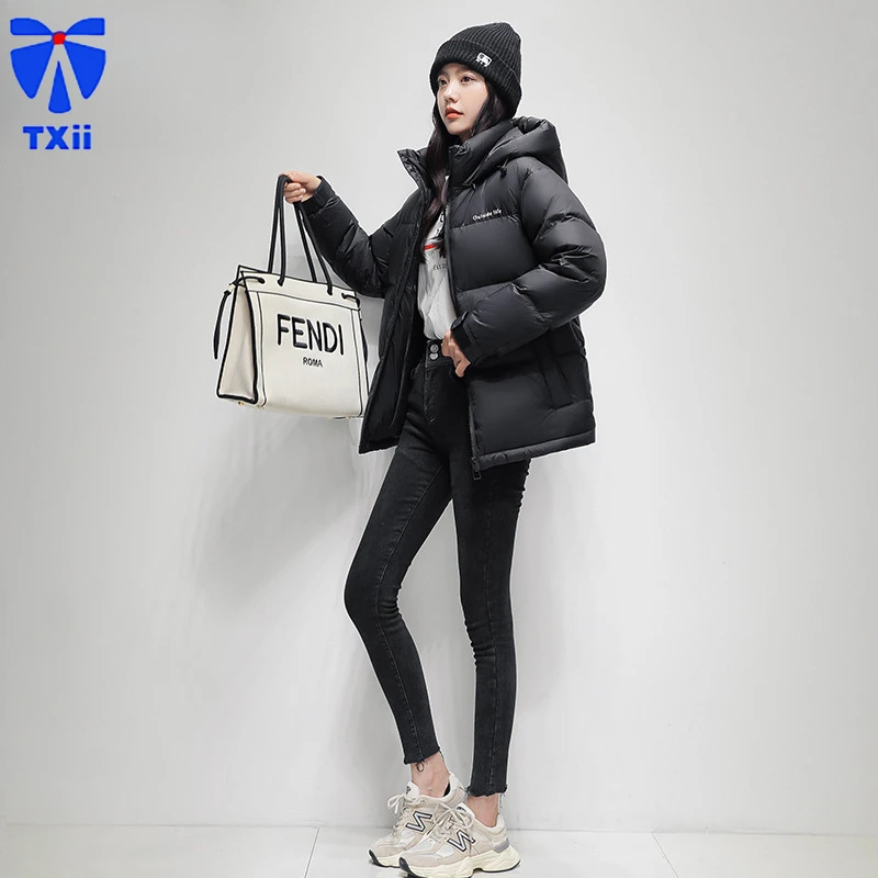 TXii Warm Thickening Down jacket women's high-end women's new winter coat Korean short high-end 90 white duck down