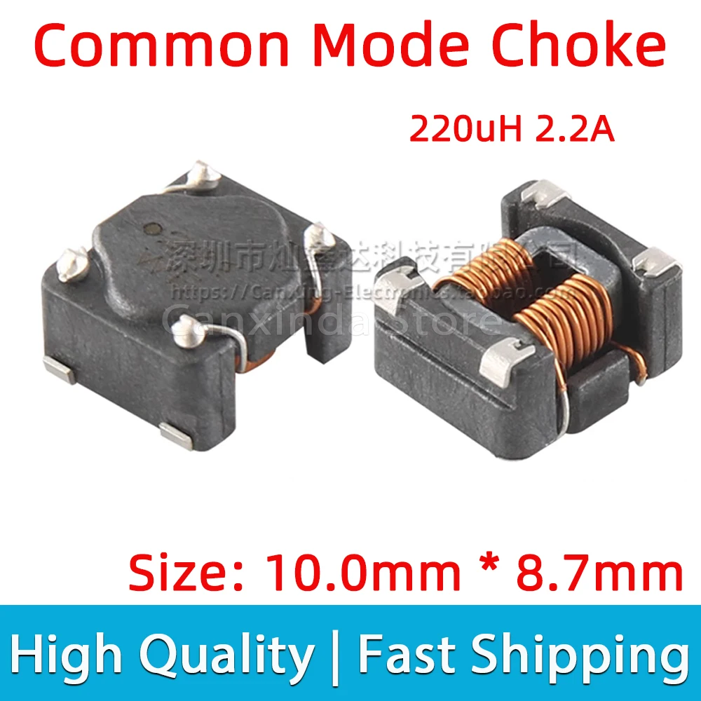 2pcs SMT Common Mode Choke Coil Inductor Inductance 220uH 2.2A Signal Filter Magnetic Ring 744272221