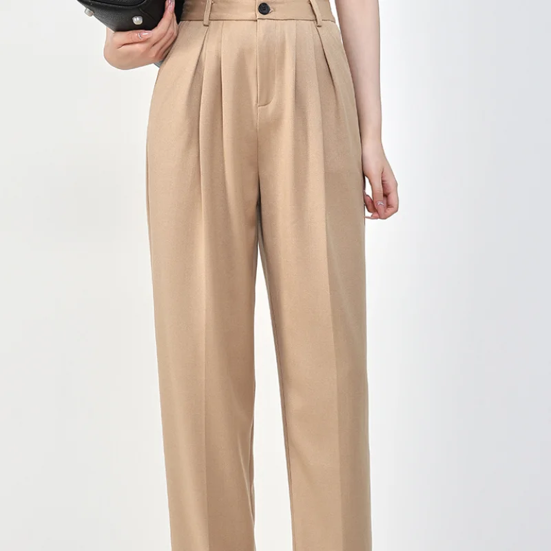 

2023 Women's New High Waist Slim Commuter Draped Suit Pants Straight Pants