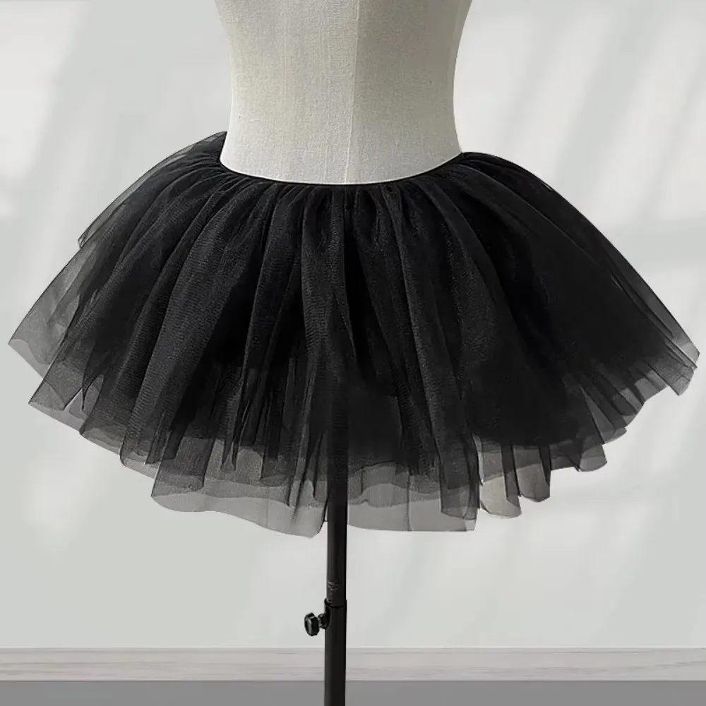 Fashion Puffy Lolita Underskirt White Black 4 Layers Ballgown Petticoats Cosplay Costume Tutu Dress Women