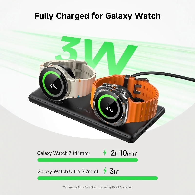 Dual watch draadloze oplader voor Samsung Galaxy Watch 8/7/6Ultra oplaadstation