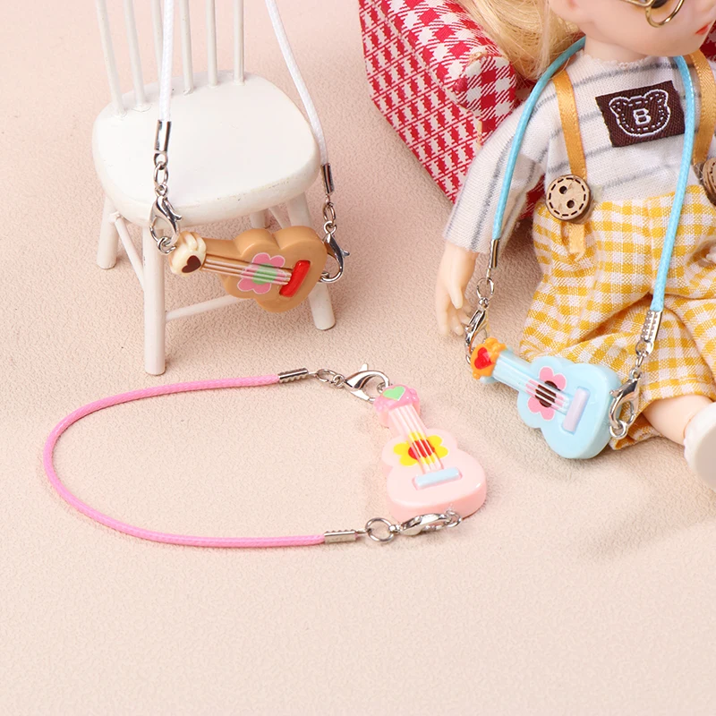 1:12 Dollhouse Miniature Strap Guitar Doll Simulation Instrument Model Dolls House Decoration Accessories Pretend Play Toy