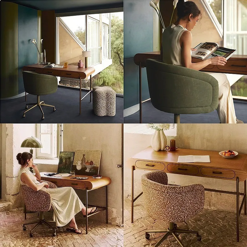 French Solid Wood Desk Vintage Study Table Home Office Desk Designer Retro Computer Desk