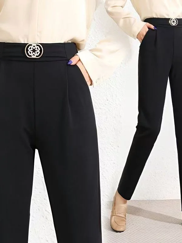 

High Waist Slimming Trousers for Women Spring Autumn New Style Polyester Fabric Commute Style Casual Scene High Elasticity