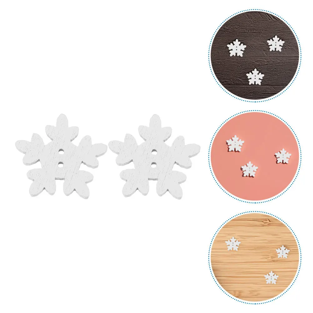 

150Pcs Wooden Snowflake Buttons White Snowflake Shaped for DIY Winter Crafts Sewing Embellishments Button Craft