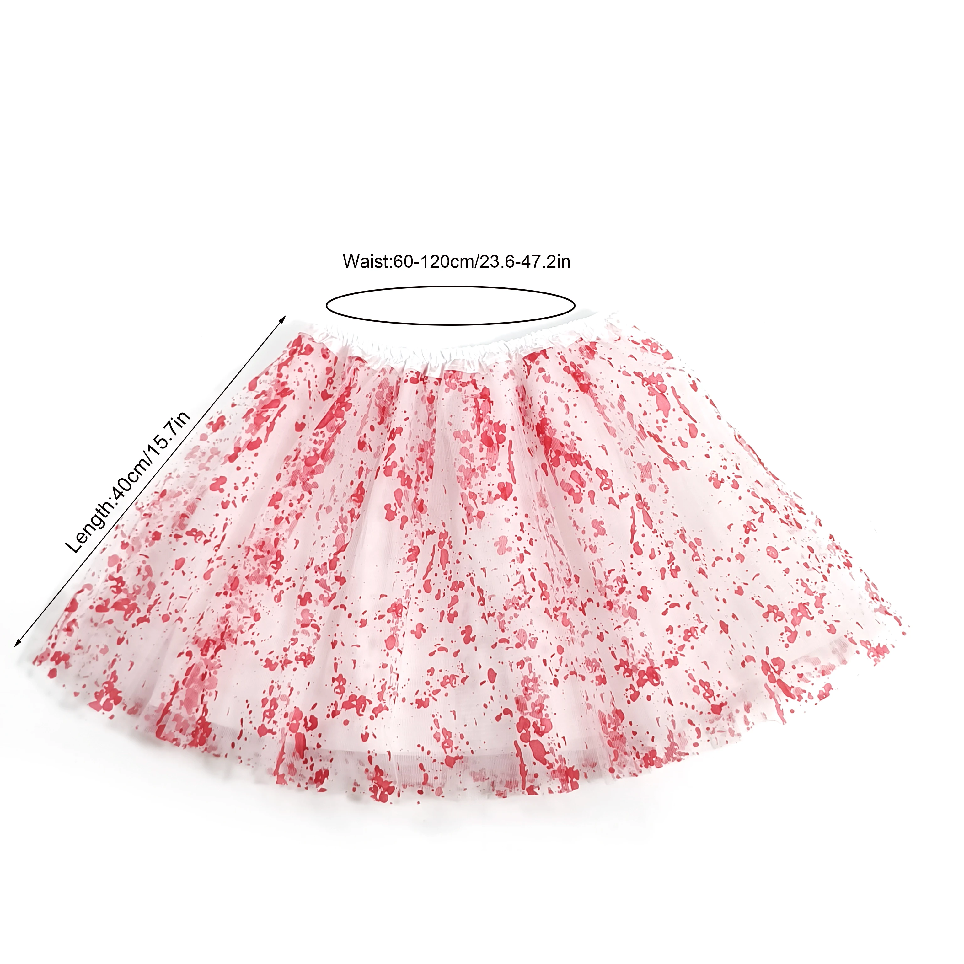 Adult Halloween Blood Splatter 3-Tier Tulle Skirt Fluffy Stage Performance Versatile Tutu Skirt