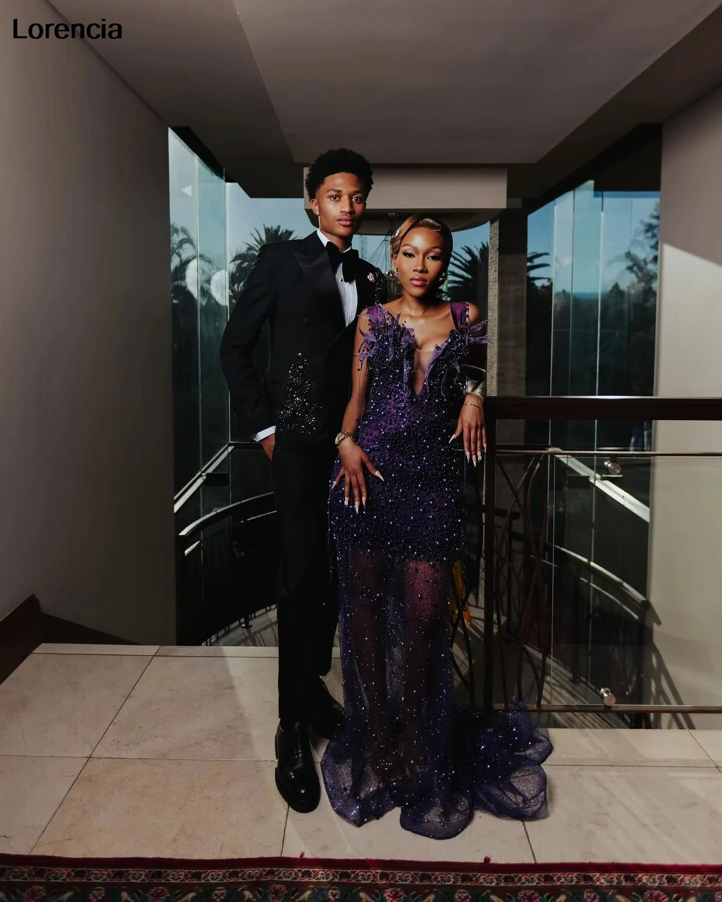 فستان حفلة موسيقية من الدانتيل واللؤلؤ الفاخر مخصص كامل مطرز فستان عيد ميلاد أفريقي أسود للفتيات فستان رسمي للحفلات رداء De Sorrie YPD373