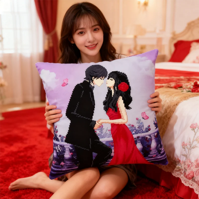 

2026 New style Diy 5D married cross stitch pillow Cushion embroidery needlework sets counted kits patterns paintings accessories