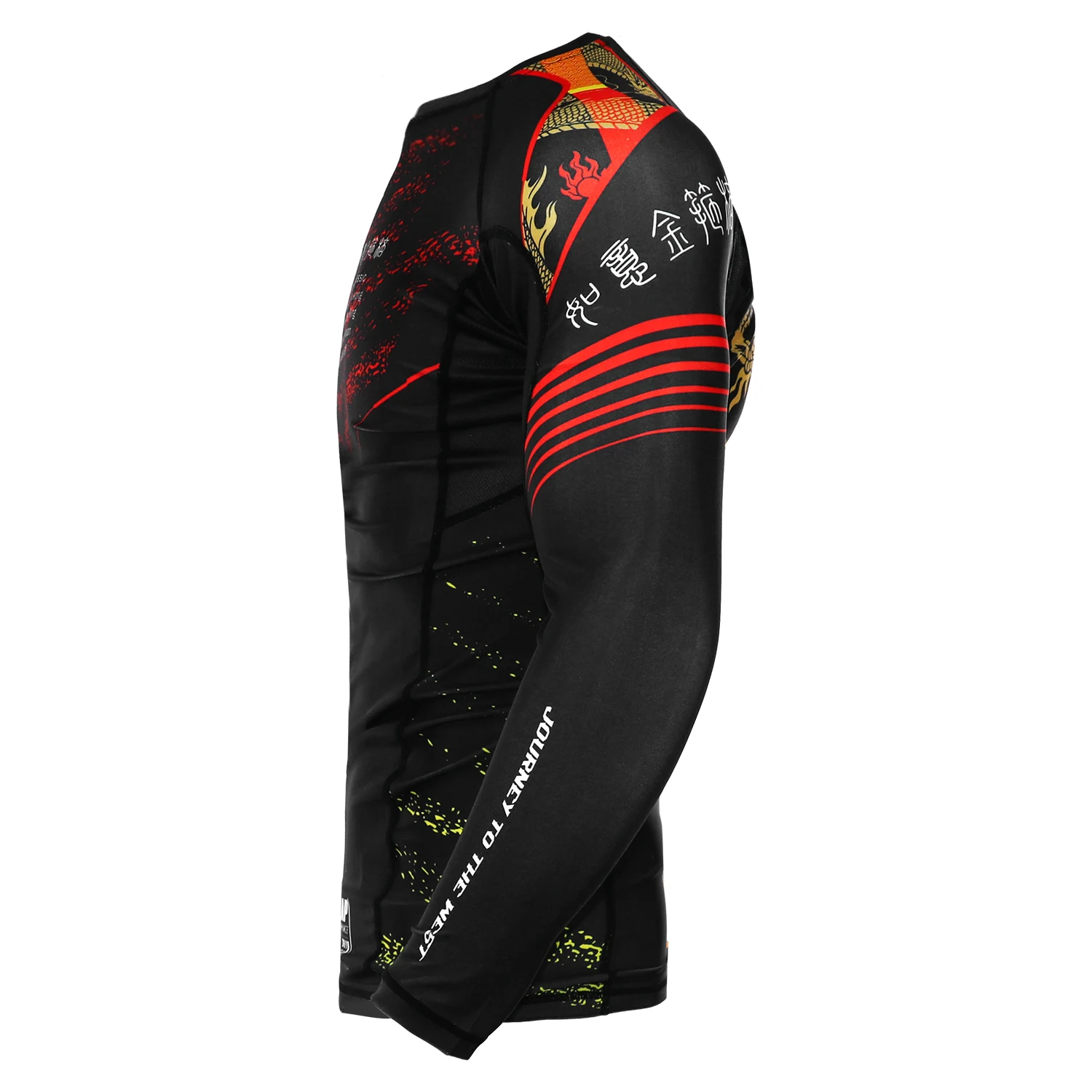 VSZAP Dragon Pattern Alphabet Jiu-Jitsu Boxing Fighting Sports Tights Running Casual Men's Yoga Top Long Sleeve