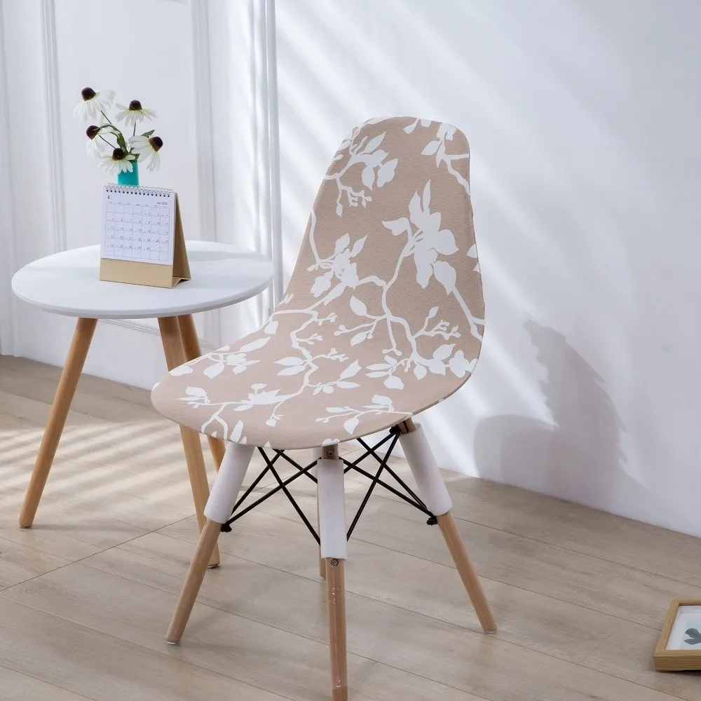 High Elasticity Scandinavian Chair Cover Removable Washable Shell Chair Cover Printed Dining Seat Cover