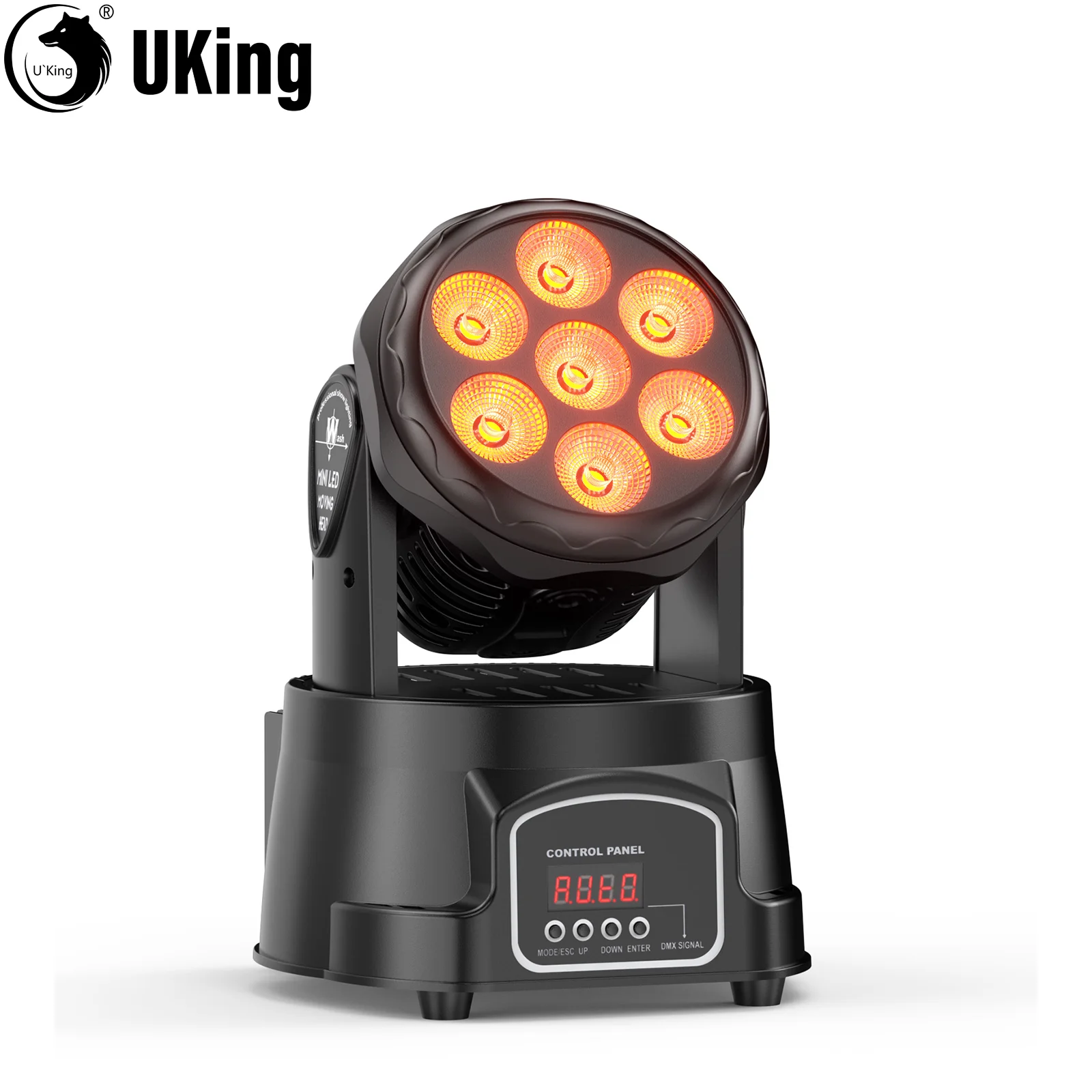 U'King 50W Moving Head Podiumverlichting 7X4W RGBW 4IN1 LEDs Beam Spot Light voor Disco DJ Muziek Party Dance Club Podiumverlichting