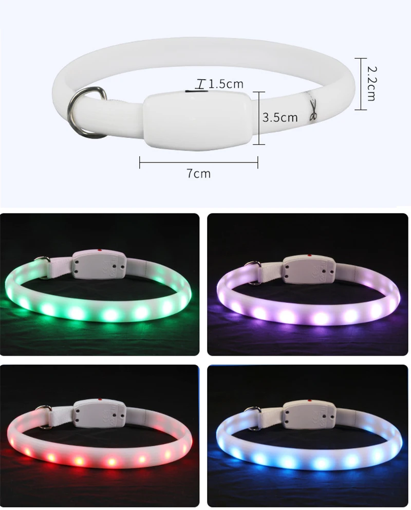 Collare per cani a LED scolorito con ricarica USB Collare luminoso di sicurezza notturno con luce fredda per cani Collana luminosa media di razza