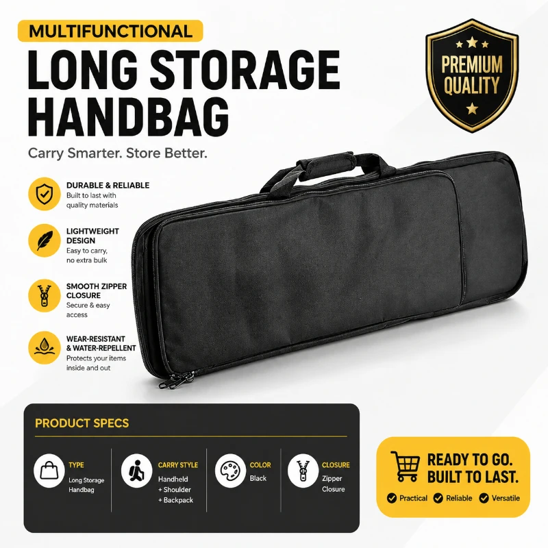 Strong Oxford Cloth Long Carrying Bag Hand & Shoulder Dual‑use Bag Outdoor Activity Large Capacity Storage Bag
