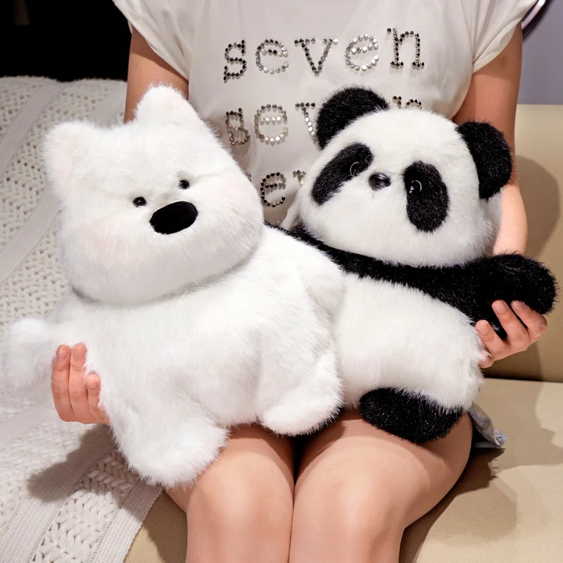 Kreative niedliche transformierende Panda puppe ausgestopfte Cartoon-Tiere weiche westliche Hochland hund Flip Bär Spielzeug Baby Schlaf kissen Geschenke