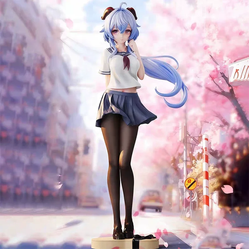 متوفر في المخزون Genshin Jk Ganyu نموذج لعبة الشكل اعتراف نمط لطيف الفتيات اللعب جمع حالة الكمبيوتر زينة زخرفية