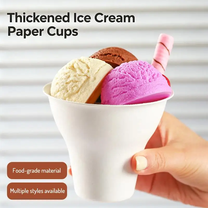 Ice Cream Paper Cup 10Pcs Dessert Yogurt Shaved Ice Chestnut Bowl Eco Material For Snack Bar Parties