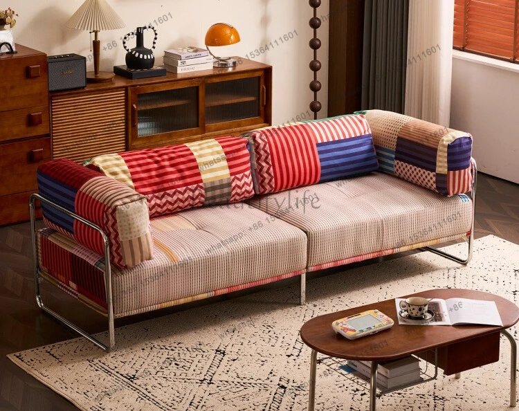 Rainbow sofa stainless steel fabric color matching antique dopamine color sofa