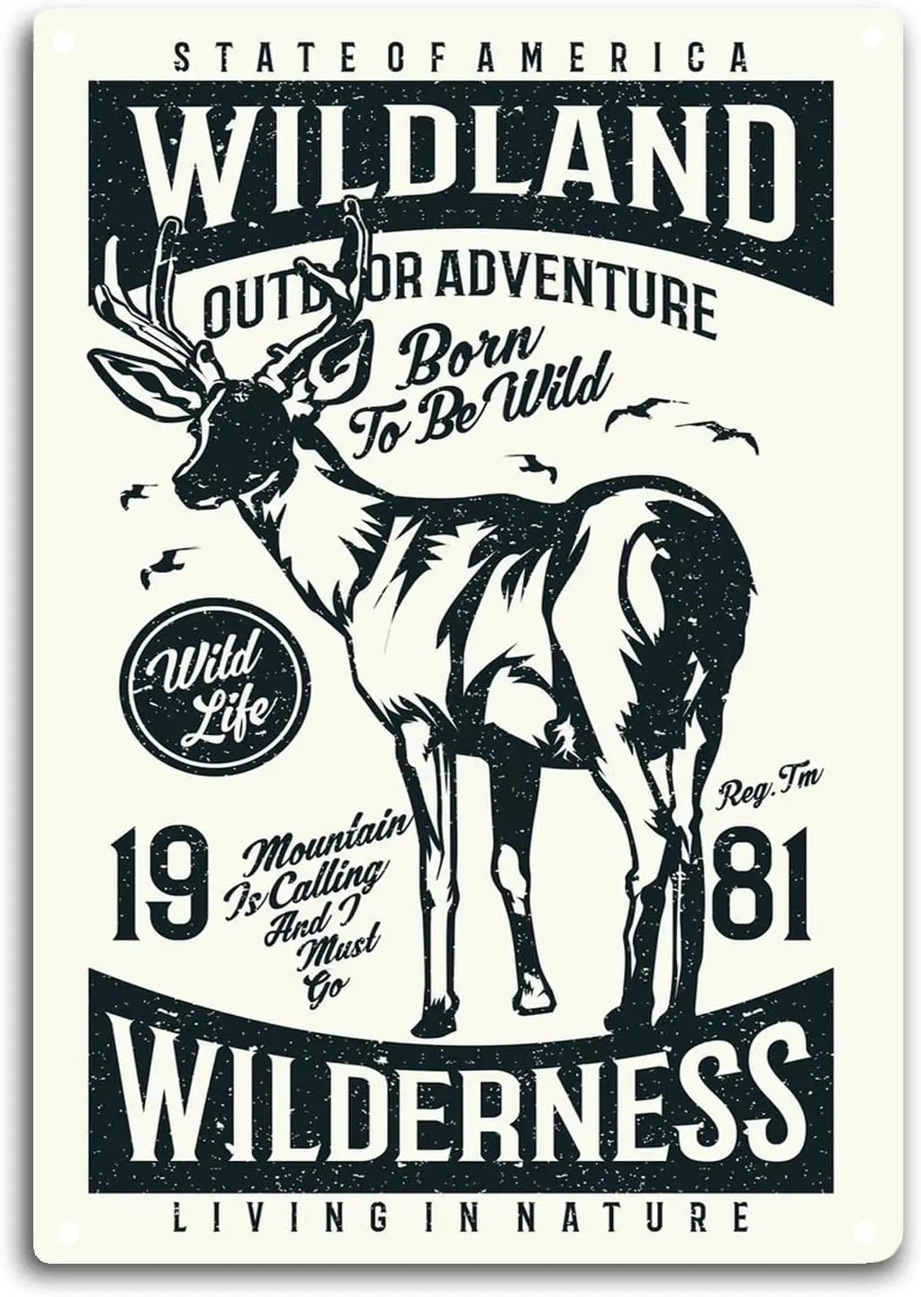 Wild Land Wilderness Tin Sign Room Wall Window Decor Outdoor Funny Quote Wall Art Metal Poster Kitchen Garden Garage Indoor Outd