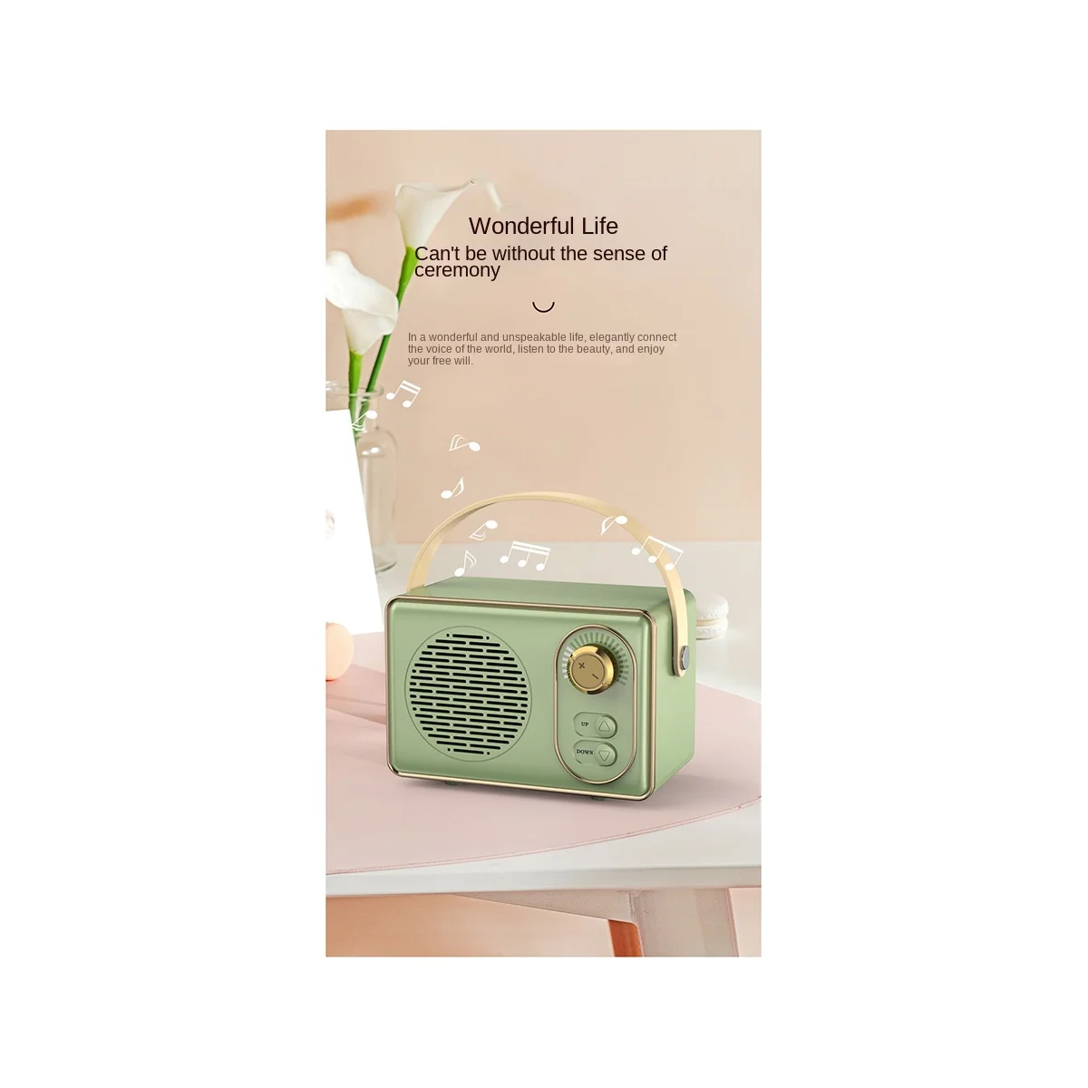 Bluetooth Speaker Classical Retro Music Player Sound Stereo Portable Mini Travel Music Player Green