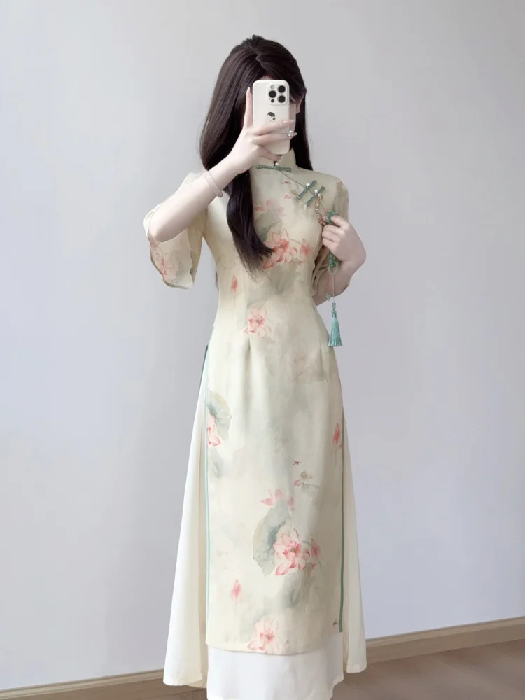 

Ting Yue Ling New 2026 Spring Summer Young Style Chinese National Tea Costume Dress Elegant Long Short Sleeve Daily...