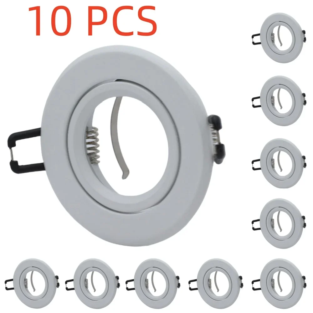 2/5/10 sztuk chromowane wpuszczane reflektory sufitowe LED rama okrągłe GU10 uchwyty opraw regulowane światło punktowe MR16 podstawa światła montaż