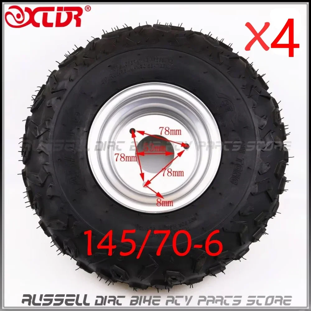 X4 145/70- 6 "pouces avant 2/arrière 2 jante de roue pneu/couvercle de pneu 50cc 110cc 125cc Quad Bike ATV Buggy tondeuse à gazon pièces de karting