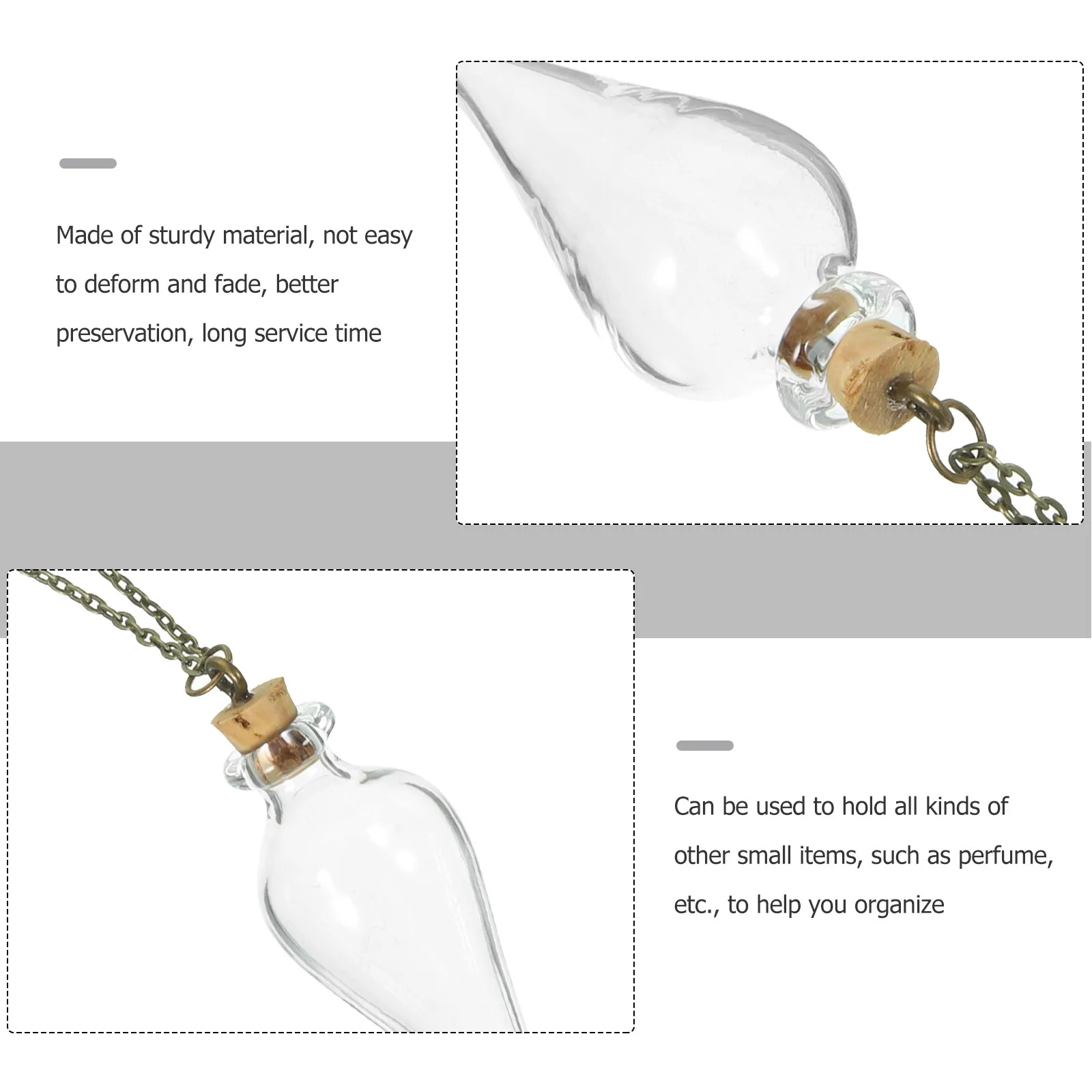 

Miniature Glass Bottle Necklace Tiny Pendant Jar for Collecting Mementos Sturdy Long-Lasting Travel Accessory Decoration Piece