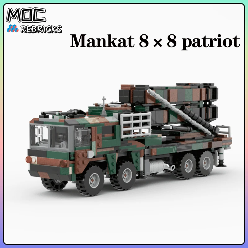 Military Warfare MOC Mankat 8×8 Patriot Tactical Missile Vehicle Building Block Model Bricks DIY Toys for Kid Christmas Gifts