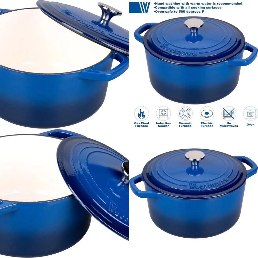 

Чугунная эмалированная кастрюля-духовка на 6 кварт с крышкой для выпечки хлеба, включая набор для приготовления закваски