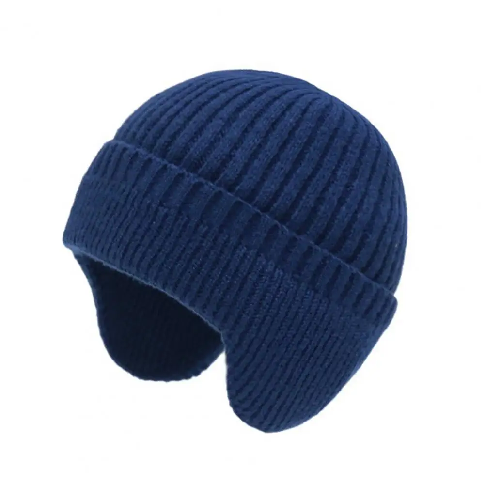 Thickened Knit Cap for Winter Knitted Hat with Ear Flaps Unisex Warm Winter Thickened Stretchy Windproof Cap for Skiing Cycling