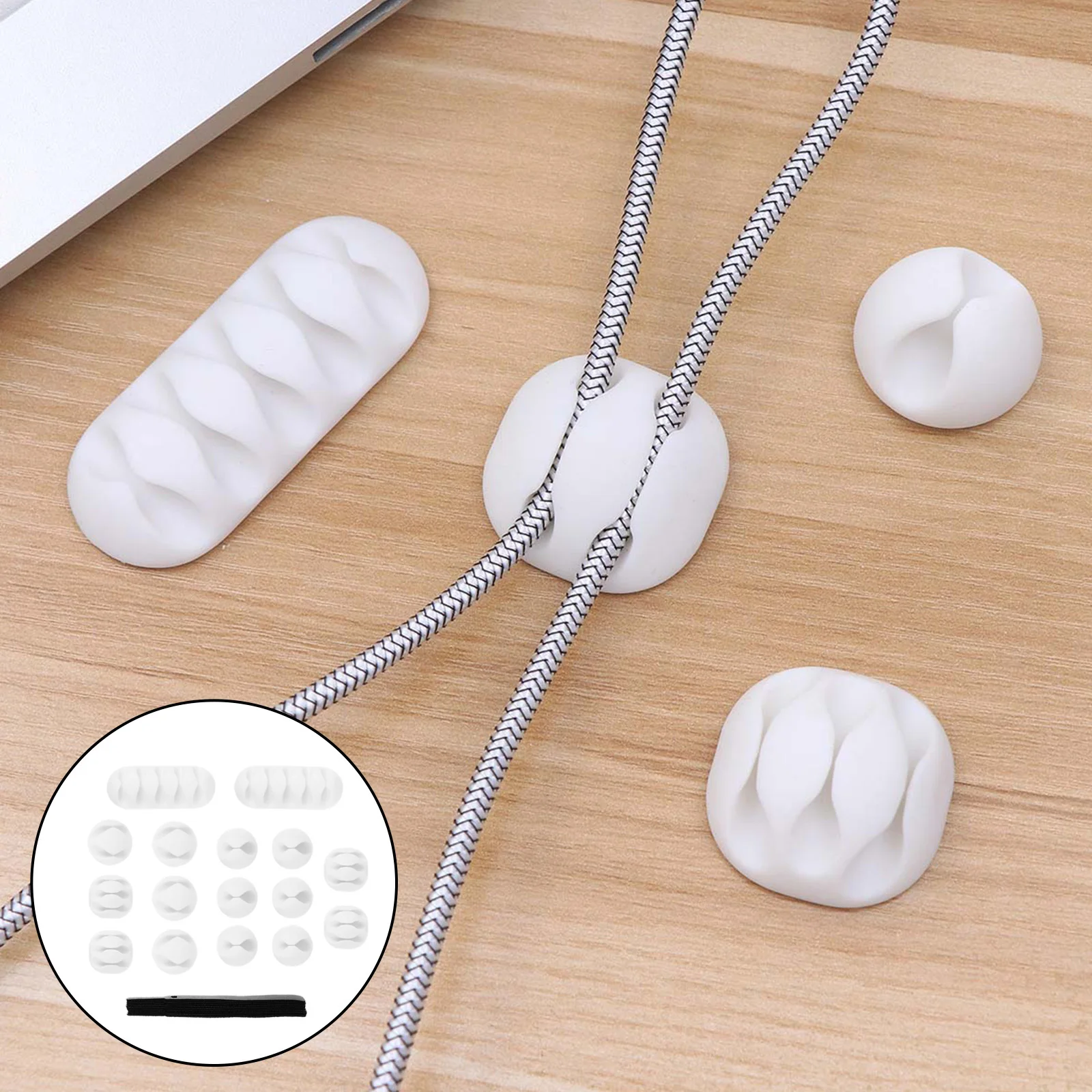 

26Pcs Cable Organizer Desktop Cord Clips Self Adhesive Wire Holder for Power Cords USB Management Cable Management