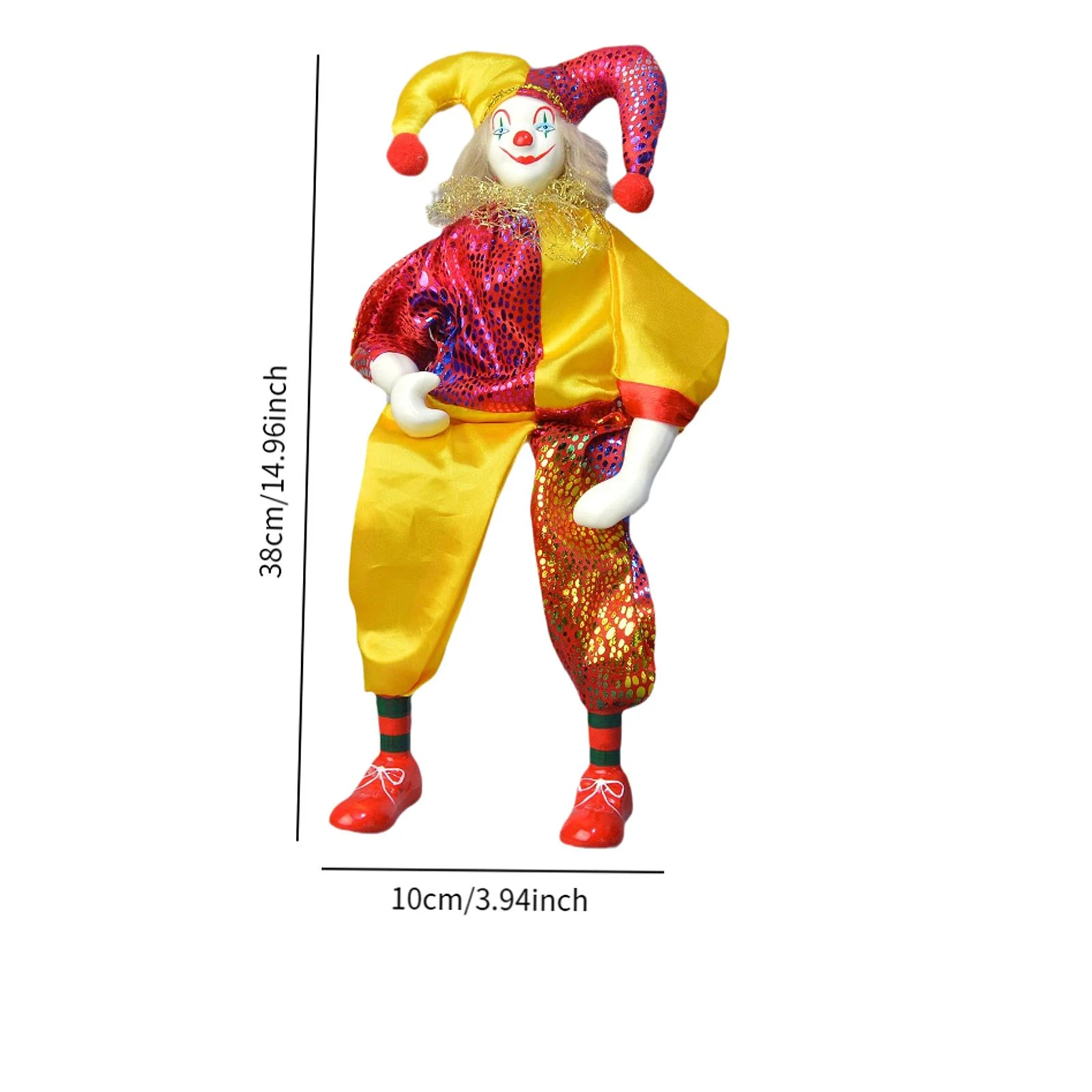 Figura de muñeca payaso de porcelana, adorno para suministros de fiesta, escritorio interior