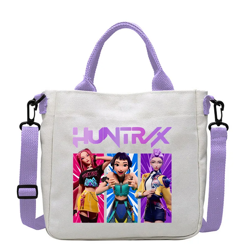 

Kawaii KPop Demon Hunters Fashion Shoulder Bag Cartoon Handbag Large Capacity Crossbody Bag Portable Canvas Storage Bags Gift