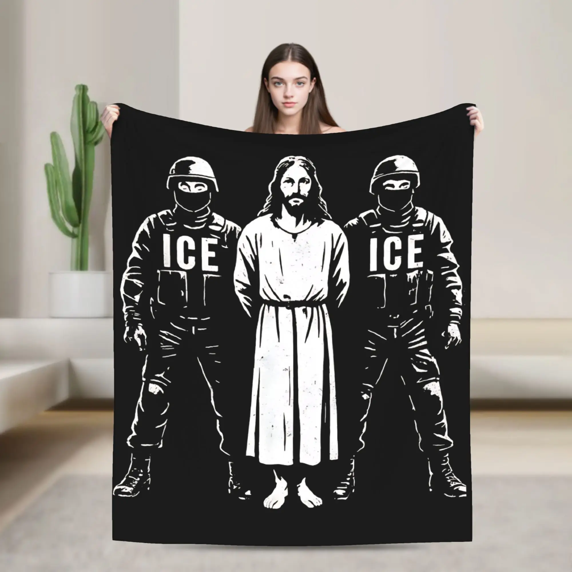 Super Soft Melt ICE Abolish ICE Anti ICE Political Throw Blanket Premium Fleece Flannel Blanket Cozy Plush Bedspread All Season