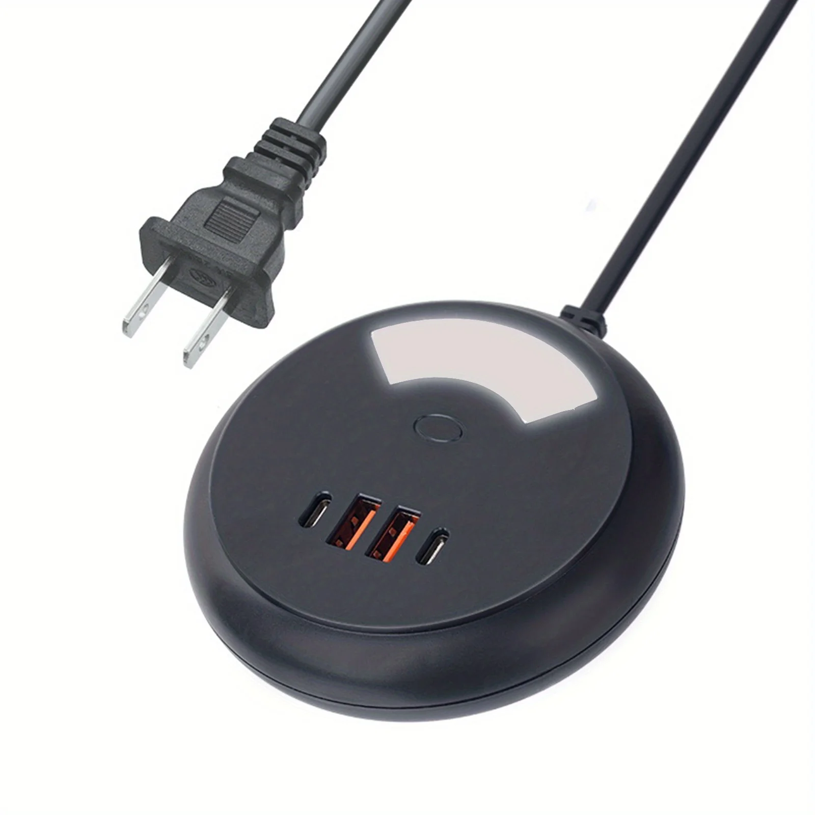 US Plug Multi-USB Port Mobile Phone Charger with Light - 2 USB-A & 2 USB-C Desktop Charging Station