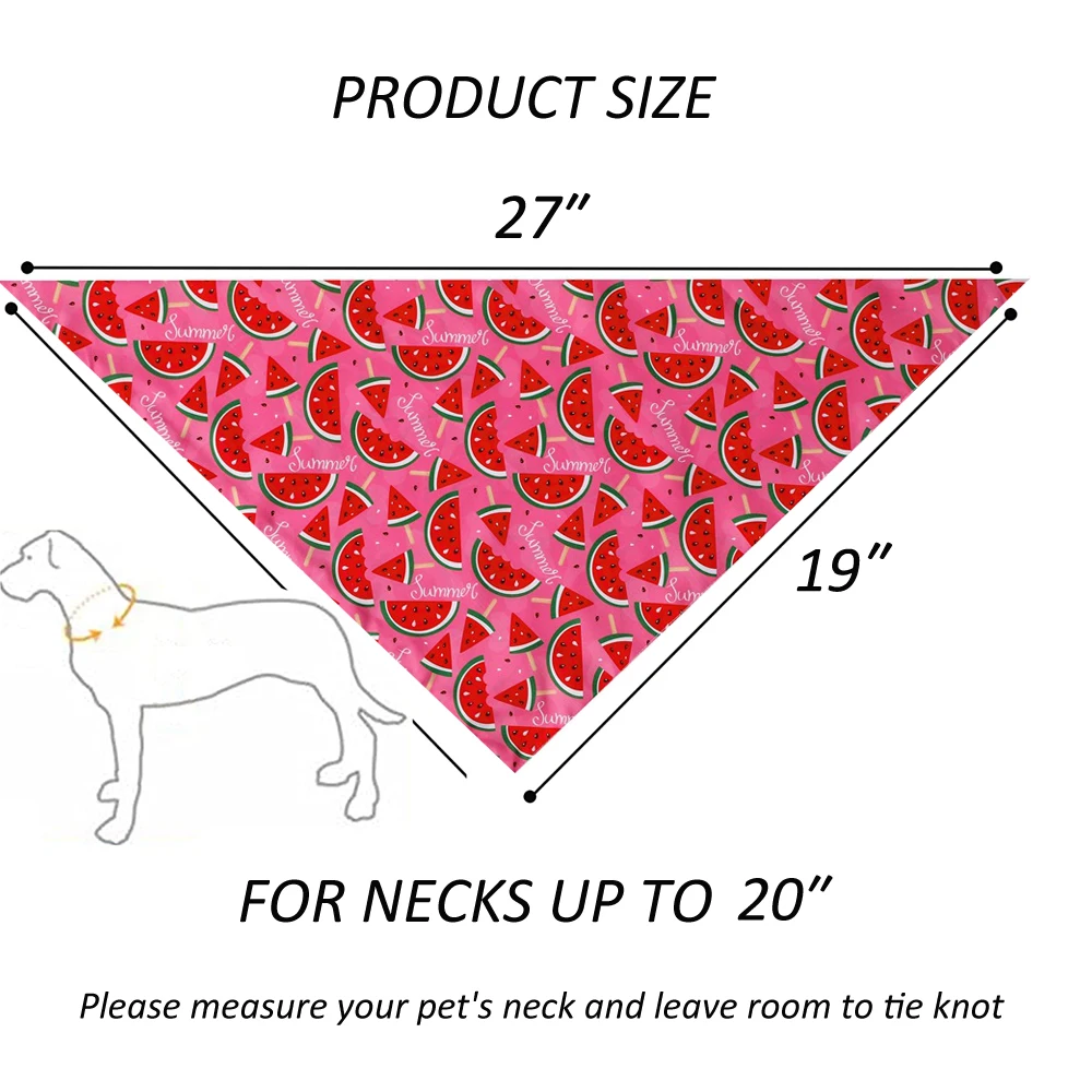 Sucado Dog Bandana Cute Fruit Print Summer Soft Triangle Scarf Bibs Durable Pet Kerchiefs Ice Cream Rabbit Watermelon Bandanas